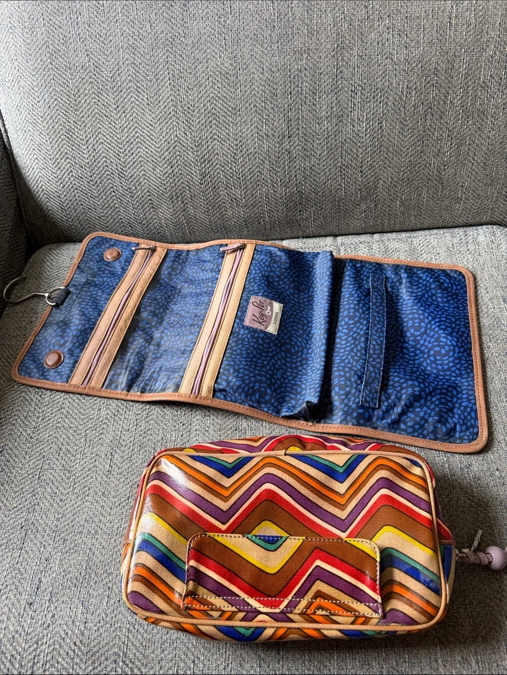 Fossil Multicolored Coated Canvas Cosmetic Bag